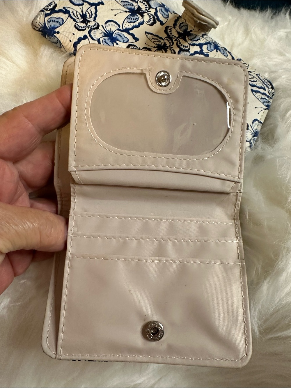 Cream 2 piece Blue Butterfly Print Wallet Set - Picture 8 of 10